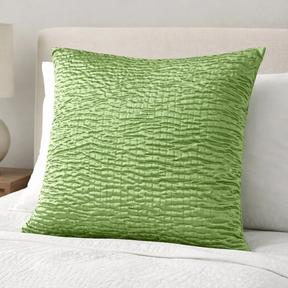 VILLA Textured Lime Green Euro Sham Pillow Cover Decorative Accent